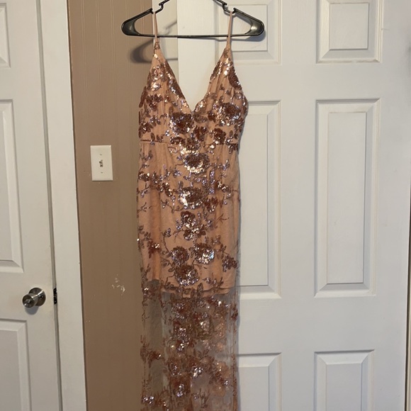 Rose Gold Sequin Overlay Dress - Picture 5 of 7